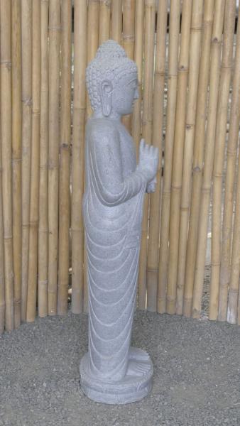 Product image 4 of the product “Standing Buddha made of Riverstone in Dharmachakra position - gesture of wheel of the teaching of Dharma. About 120cm height. ”